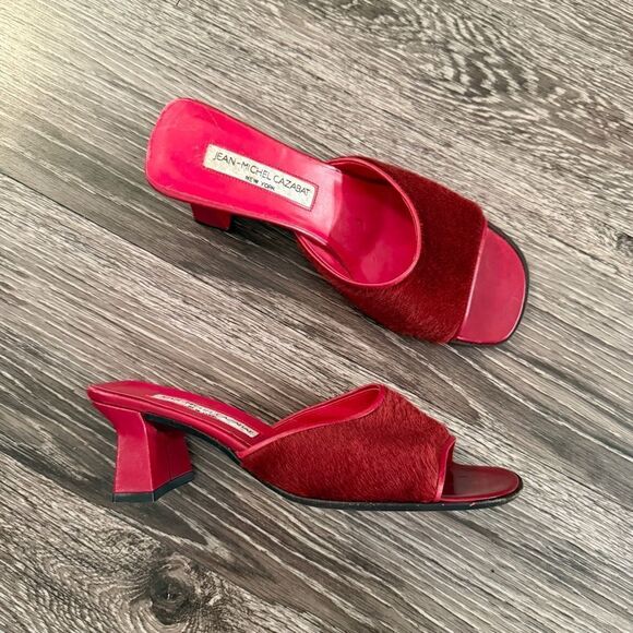 Jean-Michel Cazabat Vintage Red Leather and Cowhide Heels - Picture 1 of 8
